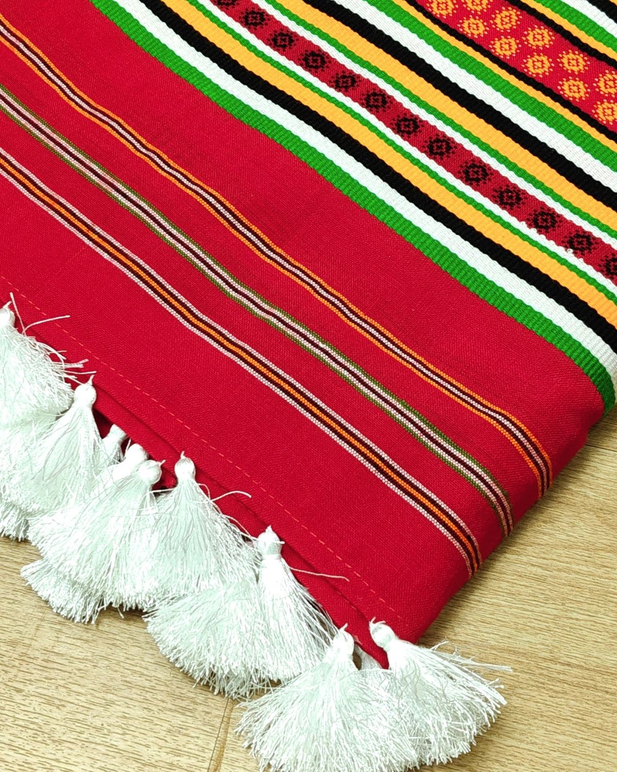 Ribi design Mising mekhela sador - Red