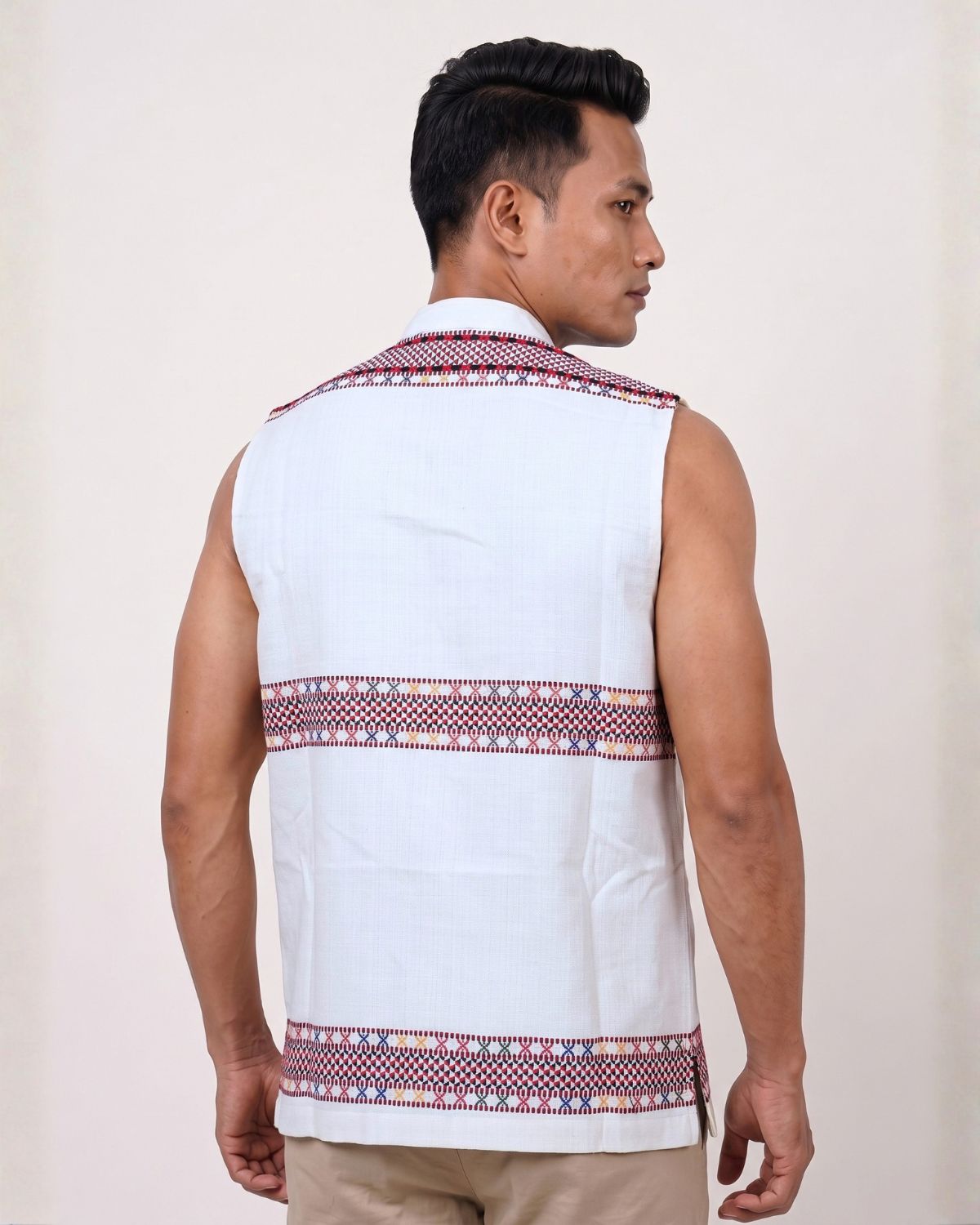 Pure white Mibu galuk - Mising tribal waist coat