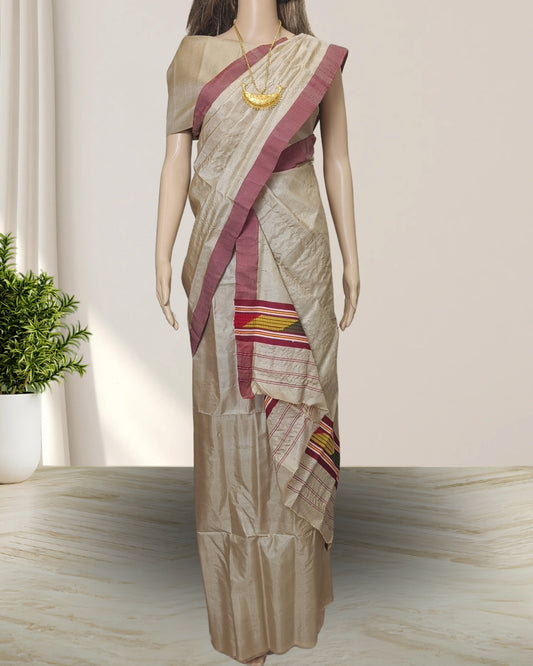 Tussar silk single sador