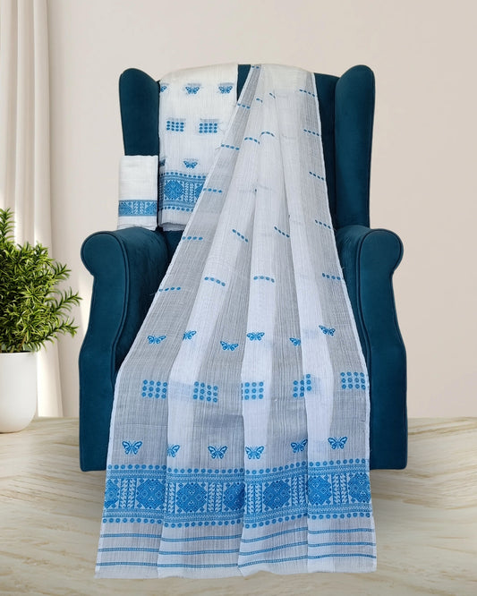 White semi nuni Mising mekhela sador 