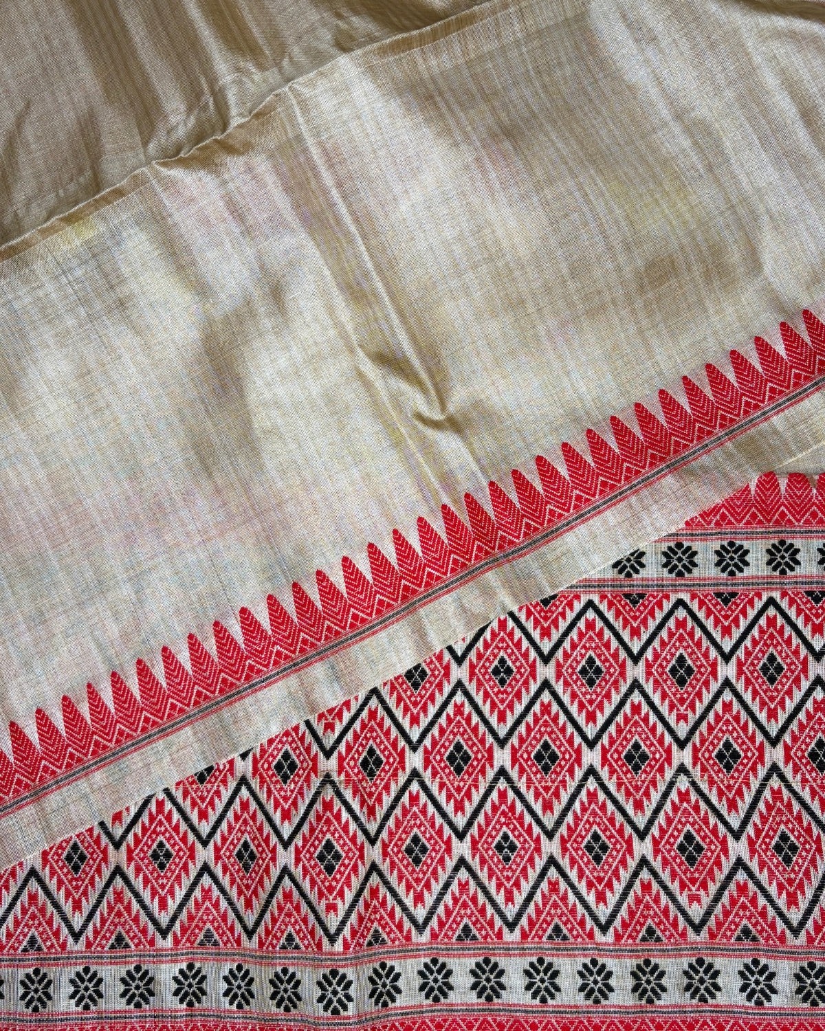 Tussar silk mekhela sador with designer motifs