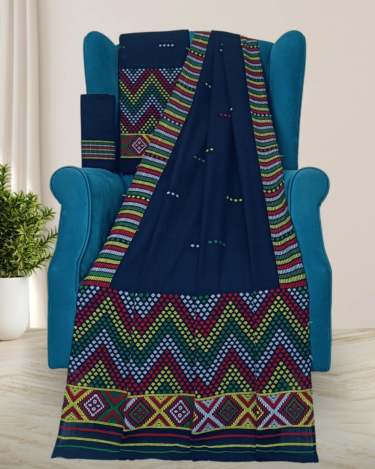 Padmini cotton Mising mekhela sador - Black