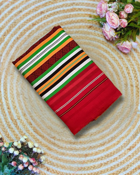 Ribi design Mising mekhela sador - Red