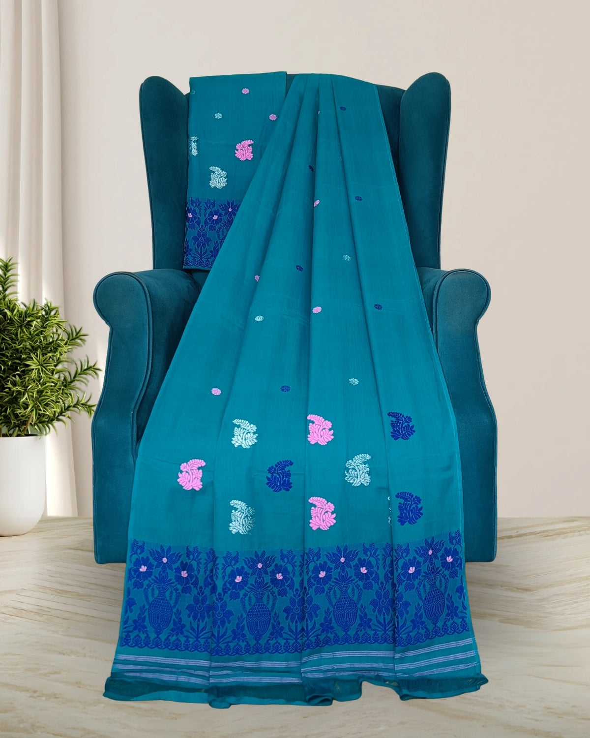 Mercerised cotton mekhela sador