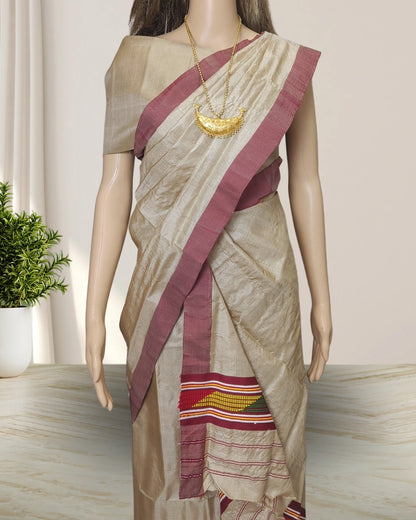Tussar silk single sador
