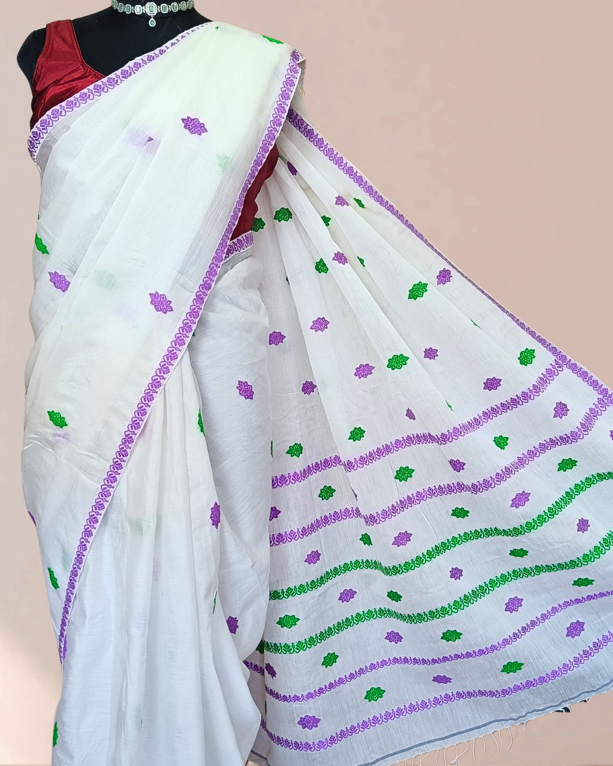 Premium kesapaat cotton saree - Pure white