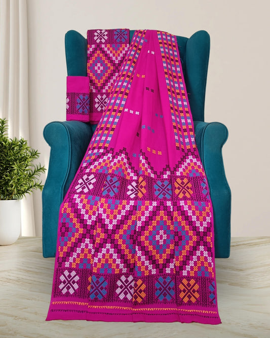 Pink padmini cotton Mising mekhela sador