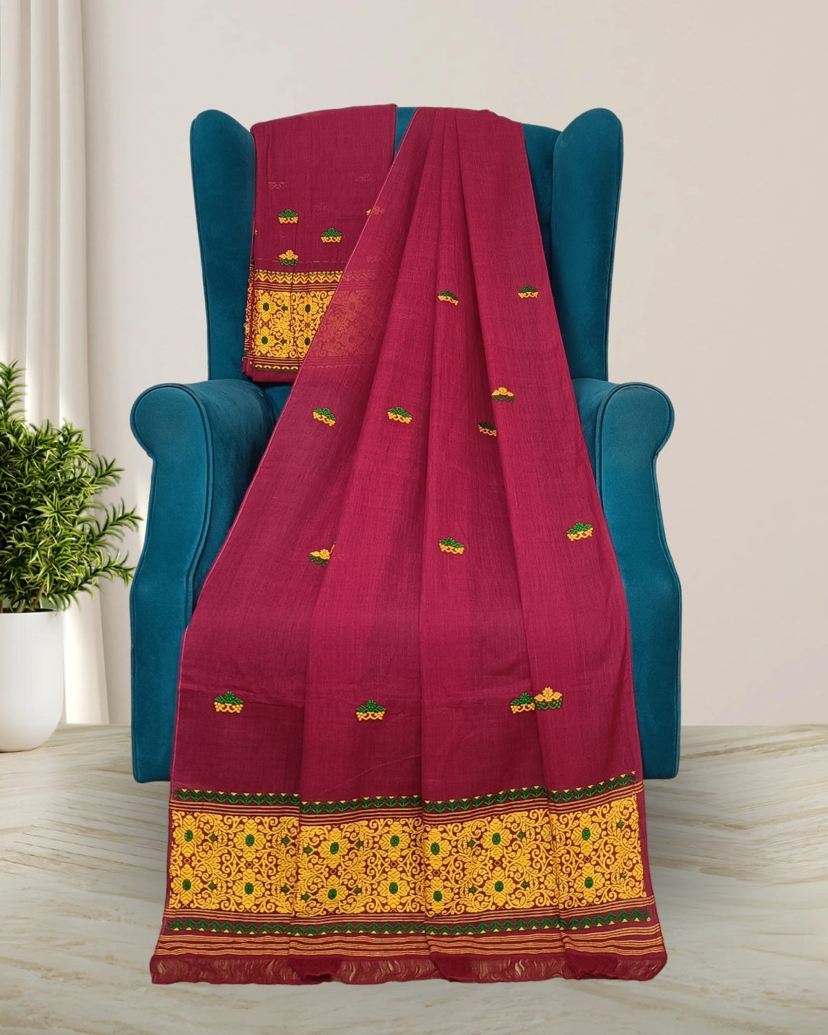 Mercerised cotton mekhela sador