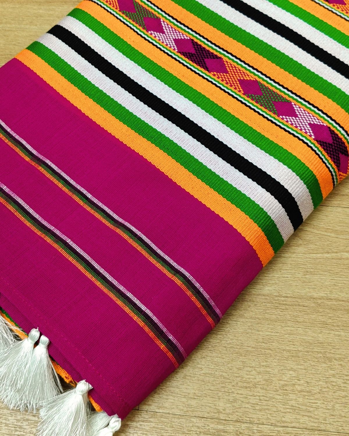 Ribi design Mising mekhela sador - Pink