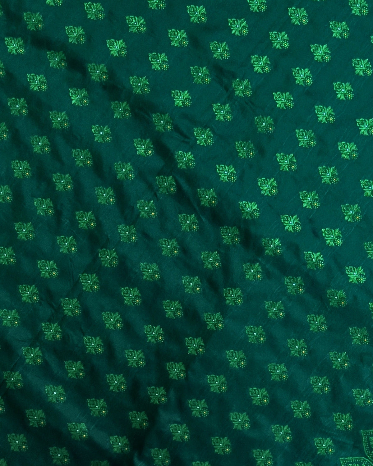 Semi paat mekhela sador - Forest green