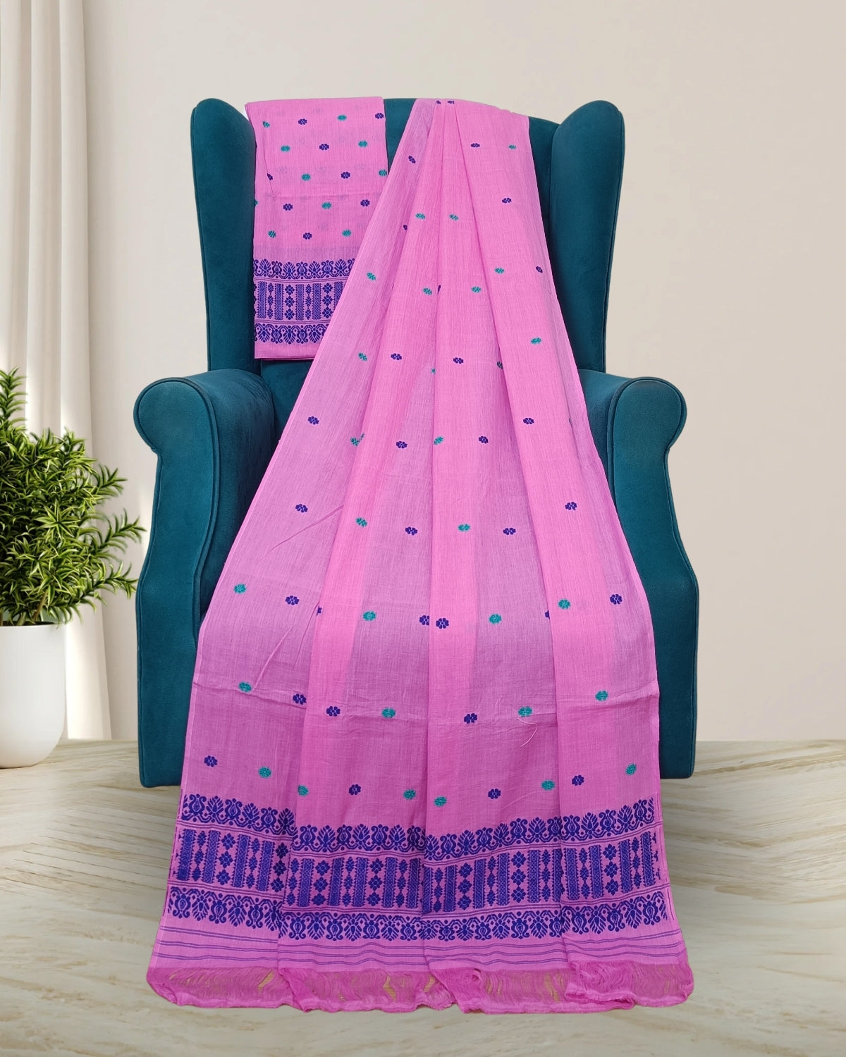 Mercerised cotton mekhela sador