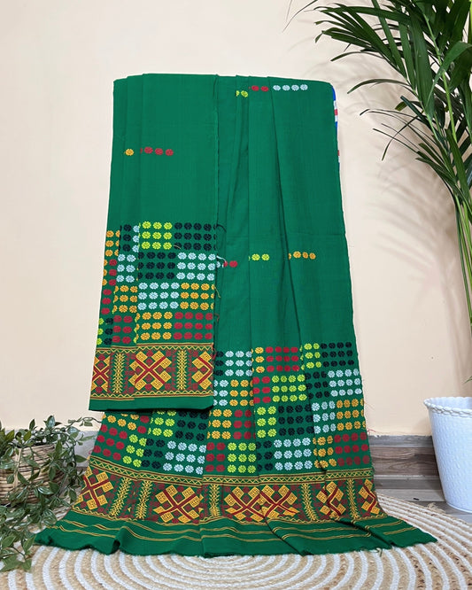 Green padmini cotton Mising mekhela sador
