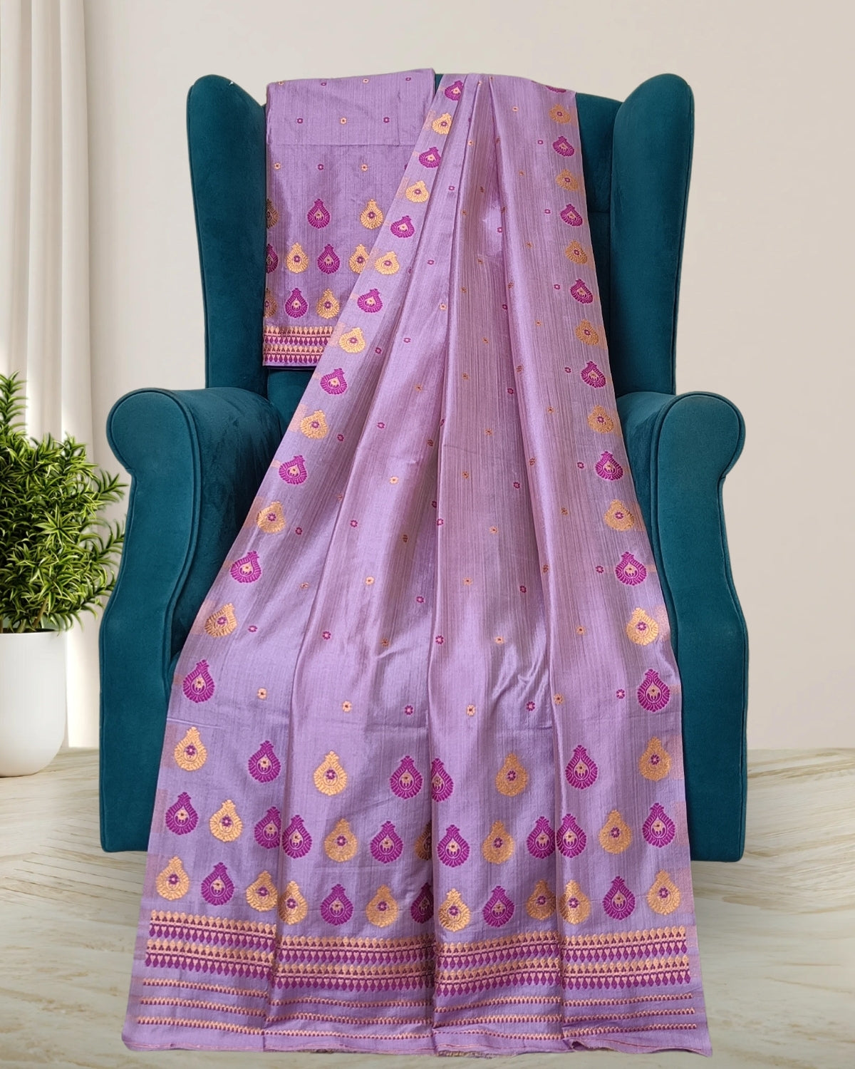 Raw silk mekhela sador