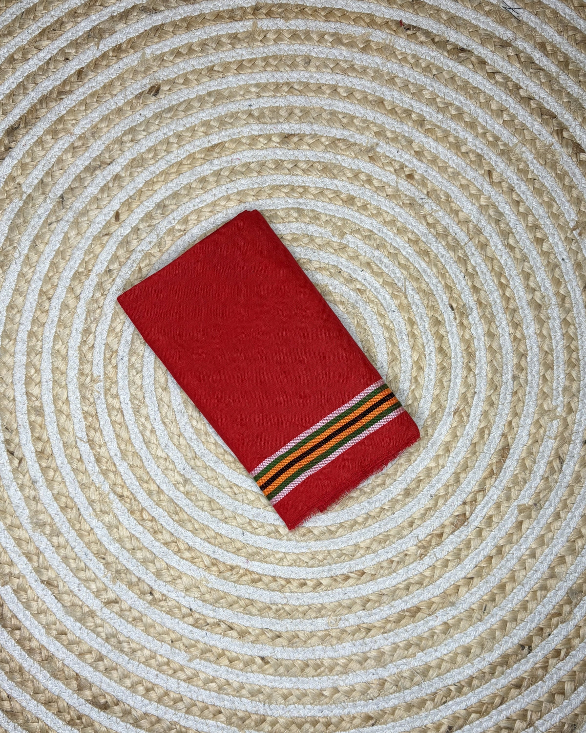 Ribi design Mising mekhela sador -Red