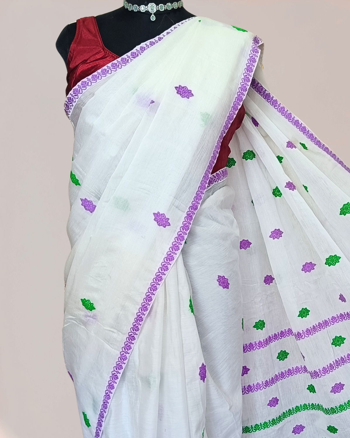 Premium kesapaat cotton saree - Pure white