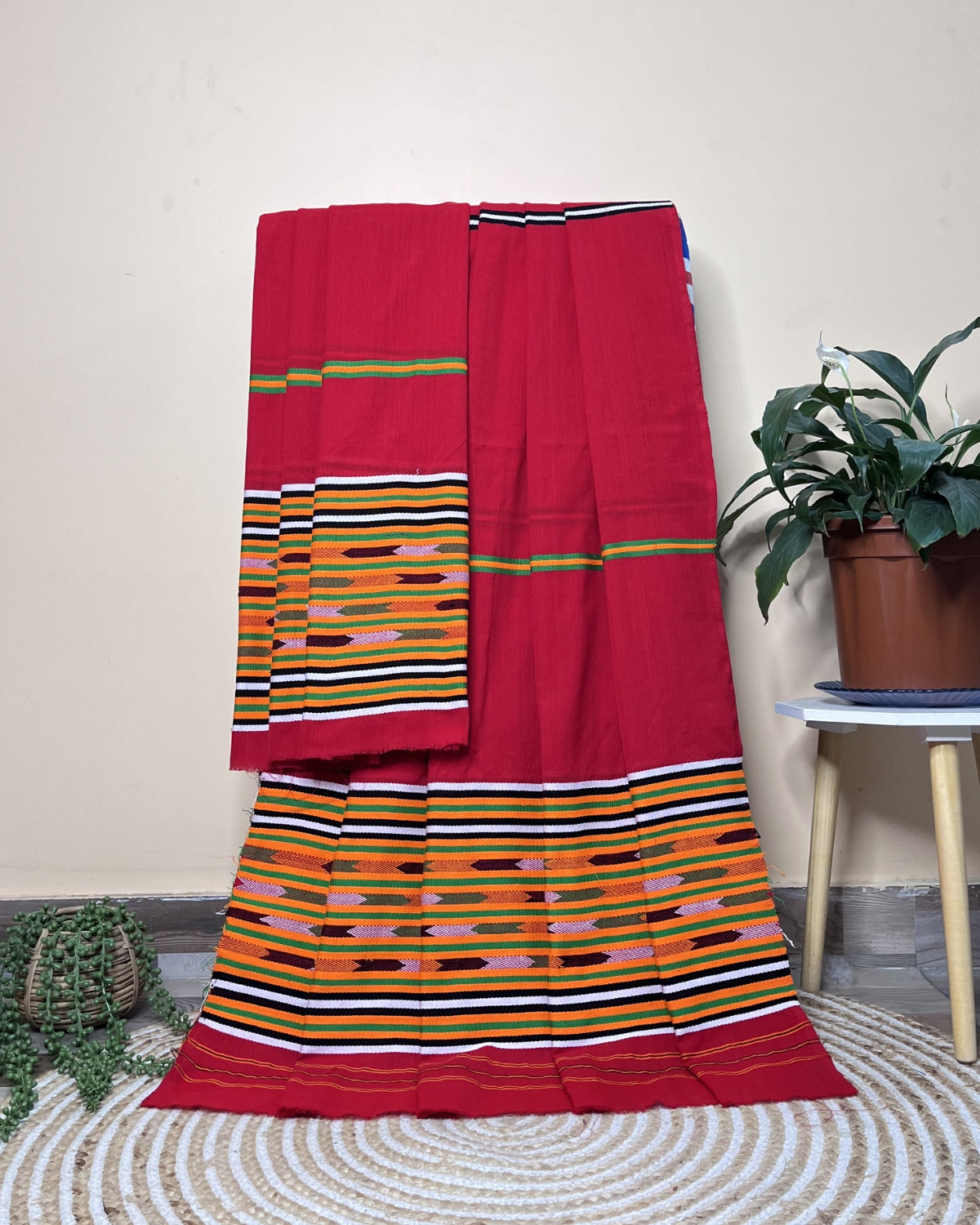 Ribi design Mising mekhela sador -Red