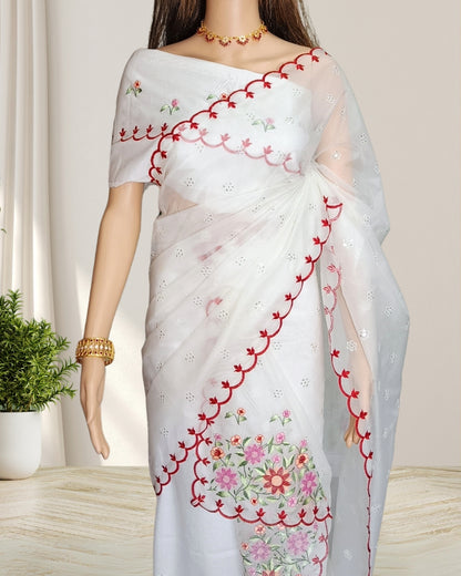 Organza Mekhela Chadar