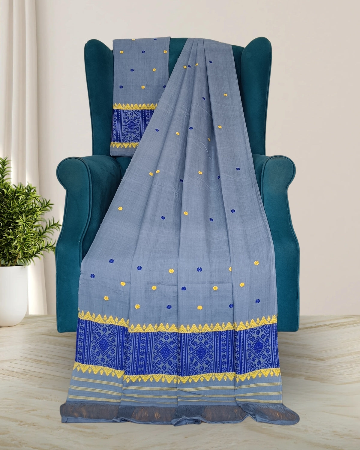 Mercerised cotton mekhela sador