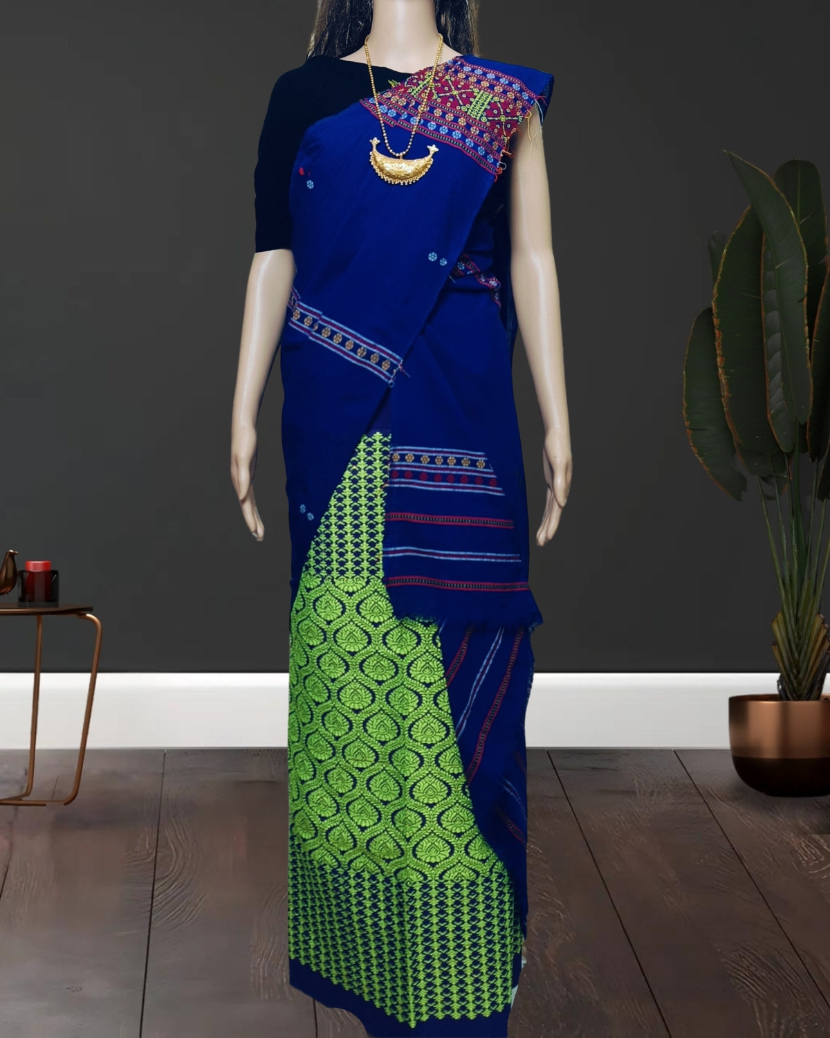 Gero design padmini cotton single sador - Blue