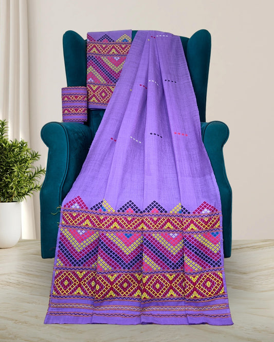 Padmini cotton Mising mekhela sador -Purple