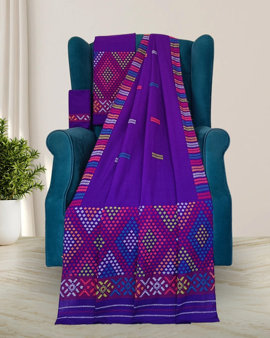 Padmini cotton Mising mekhela sador -Purple