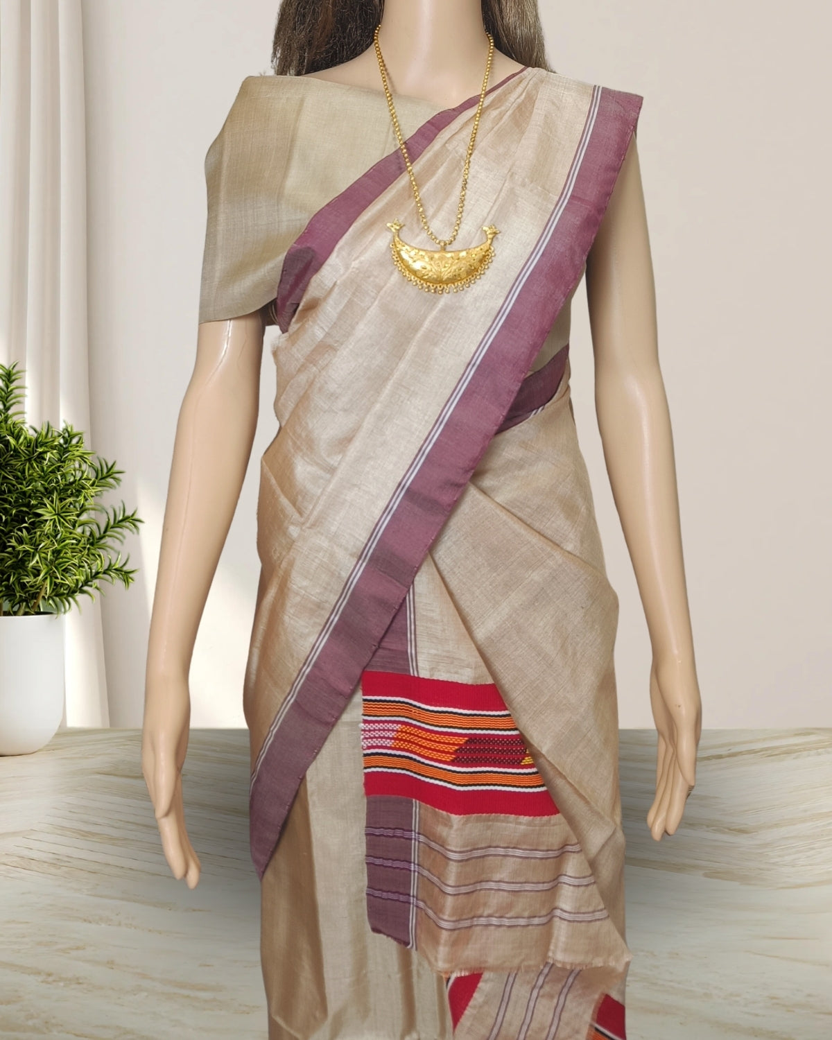 Tussar silk single sador