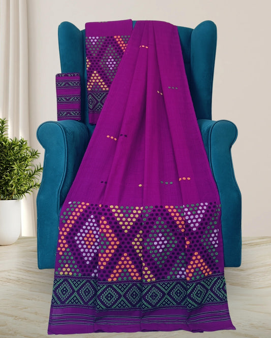 Padmini cotton Mising mekhela sador - Purple