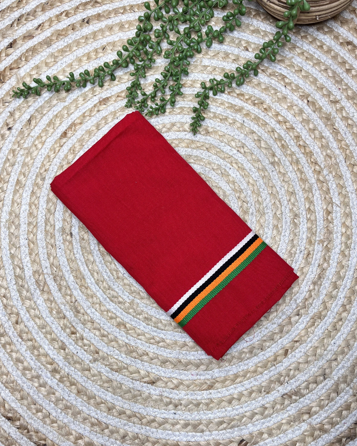 Ribi design Mising mekhela sador -Red
