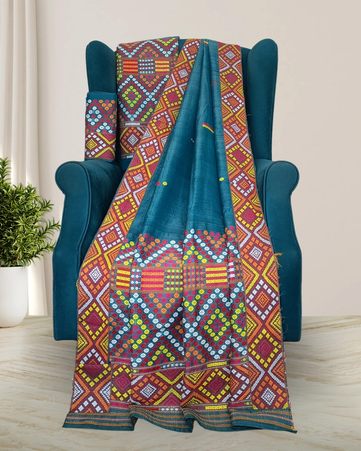 Semi nuni Mising mekhela sador- DMC motifs