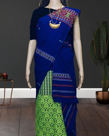 Gero design padmini cotton single sador - Blue