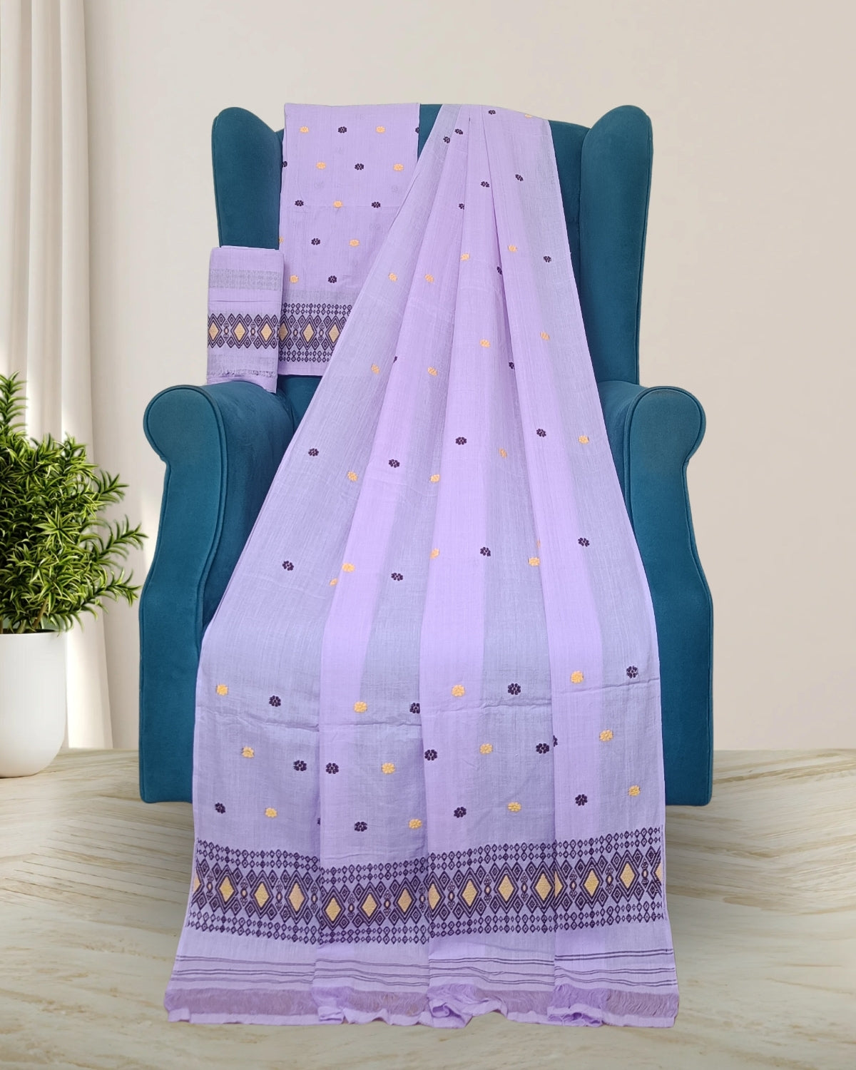 Mercerised cotton mekhela sador