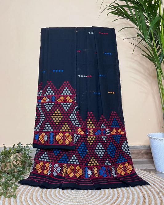 Black padmini cotton Mising mekhela sador