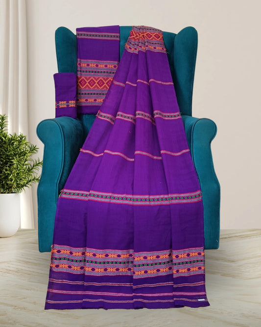 Gero design Mising mekhela sador -Purple