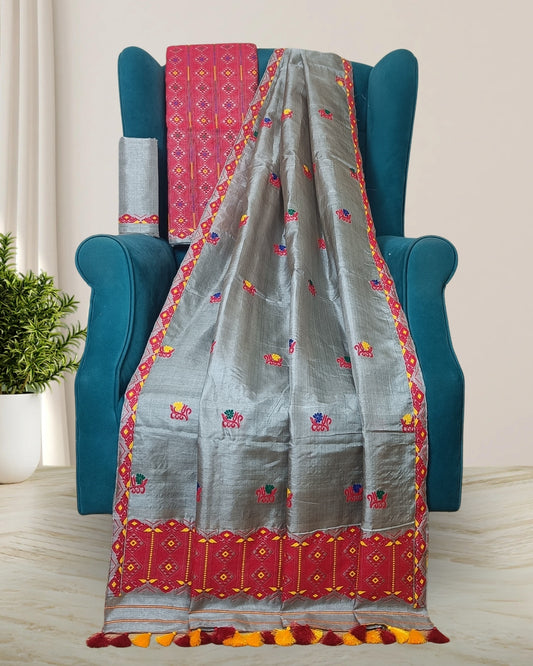 Tussar silk mekhela sador