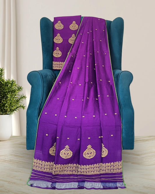 Kingkhap design staple cotton mekhela sador