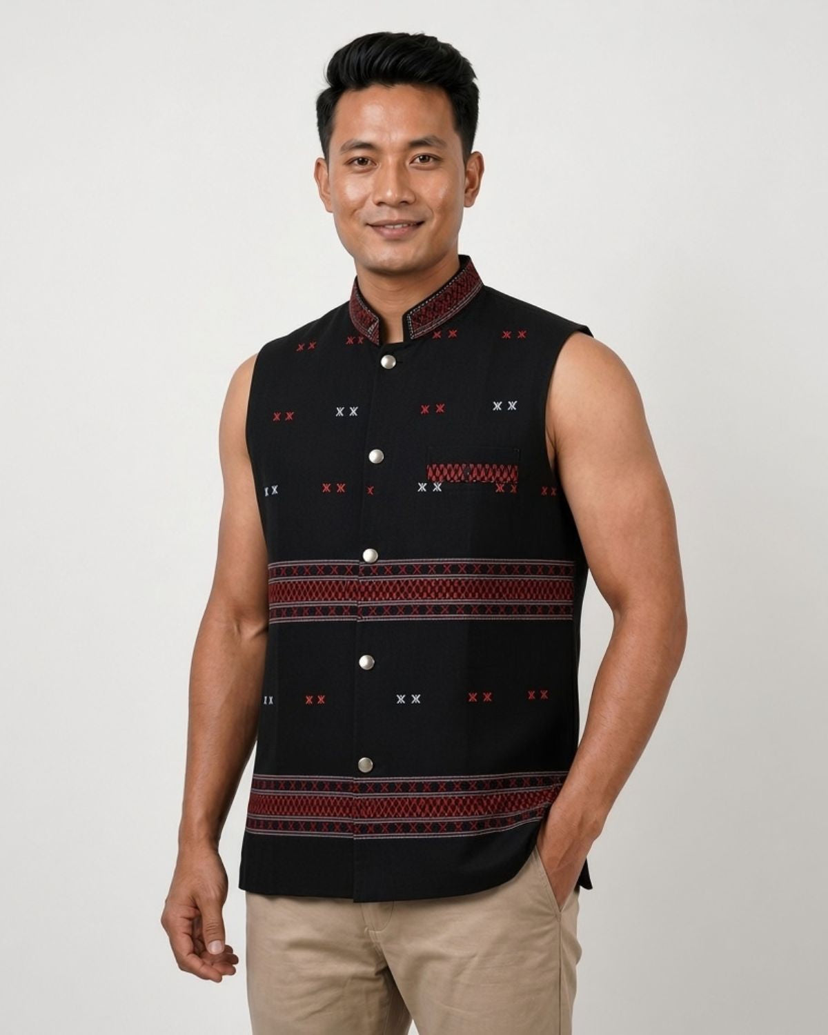 Black Mibu galuk - Mising tribal waist coat