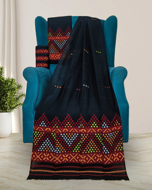 Padmini cotton Mising mekhela sador -Black