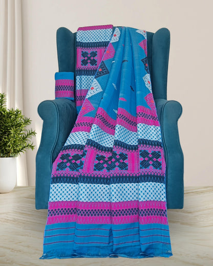 Blue semi nuni Mising mekhela chadar