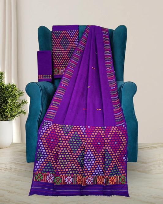 Padmini cotton Mising mekhela sador -Purple