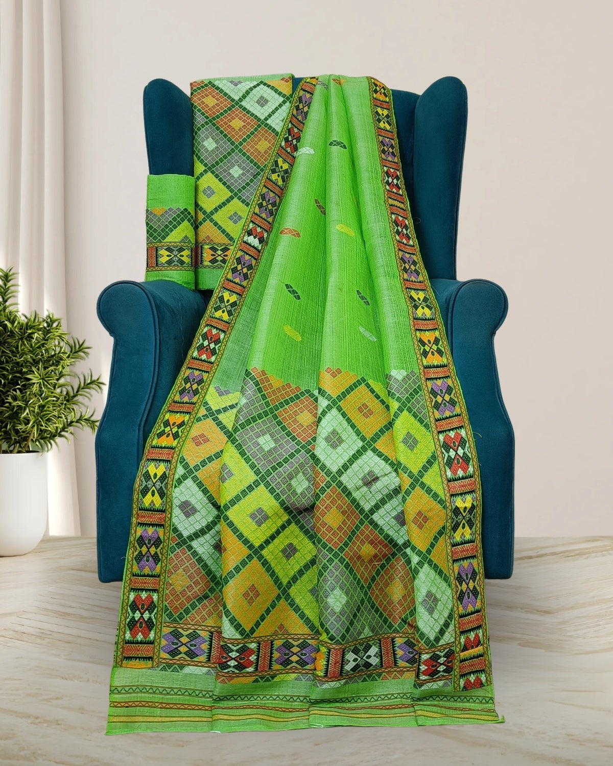 Semi nuni Mising mekhela sador- DMC motifs