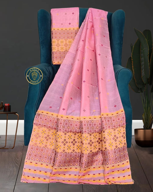 Dyed Tussar silk mekhela chadar