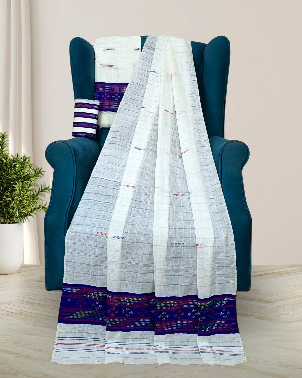 Semi nuni mekhela sador - Royal blue kesh bosa