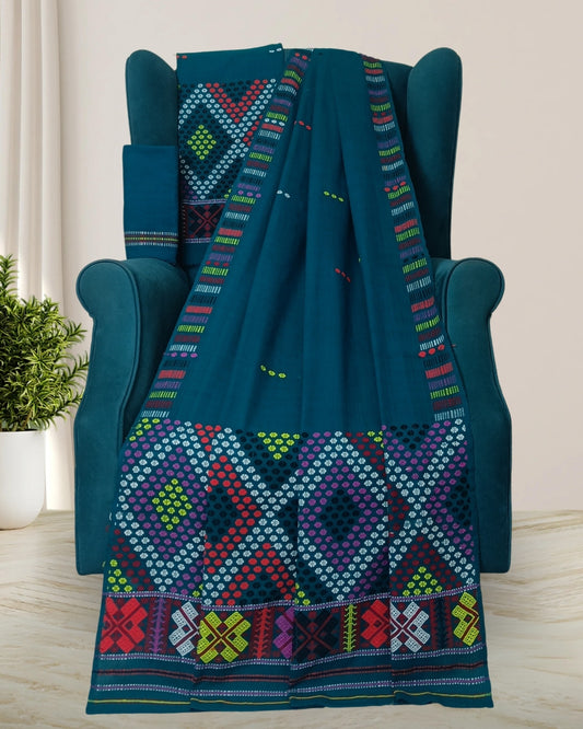 Padmini cotton Mising mekhela sador - Green