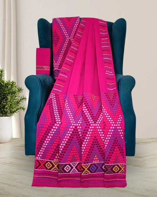 Padmini cotton Mising mekhela sador - Pink