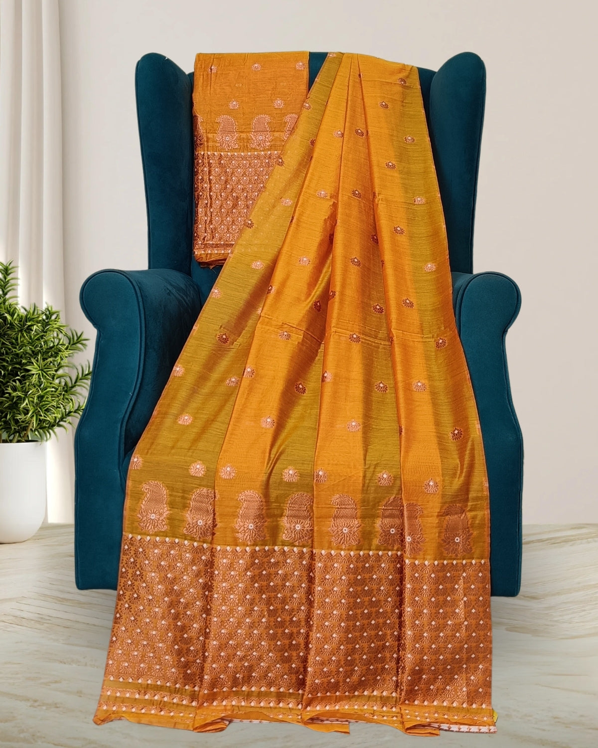 Raw silk mekhela sador