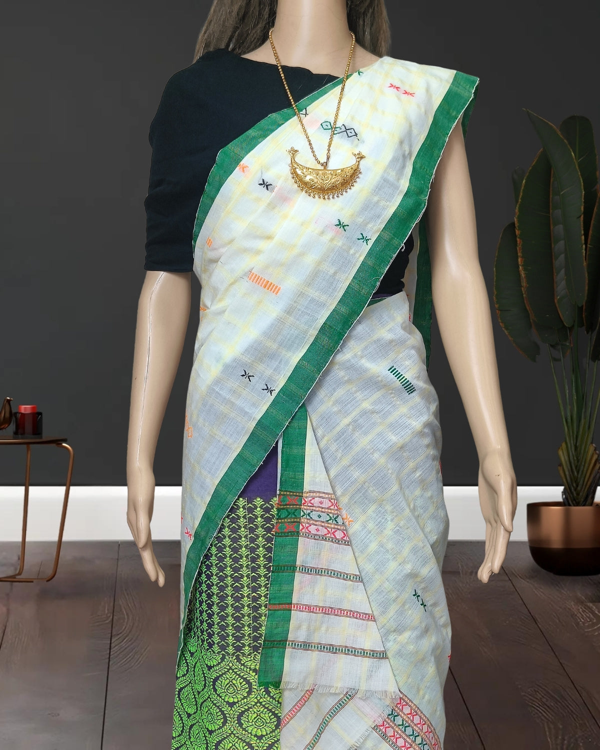 Padmini cotton single sador -White
