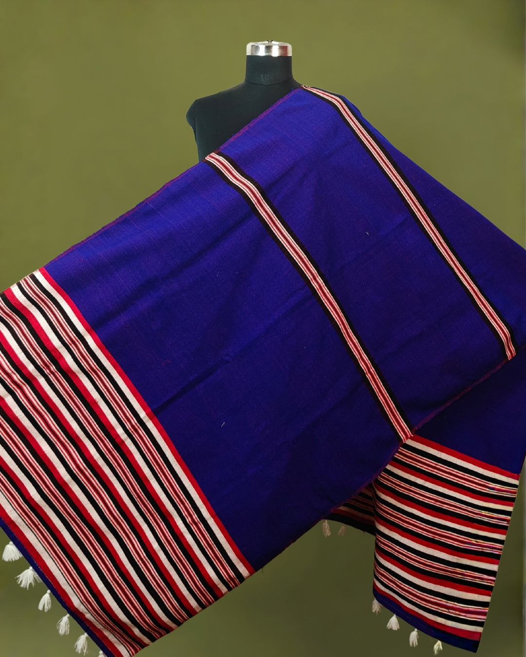 Mising Ribi design woolen Stole - Blue
