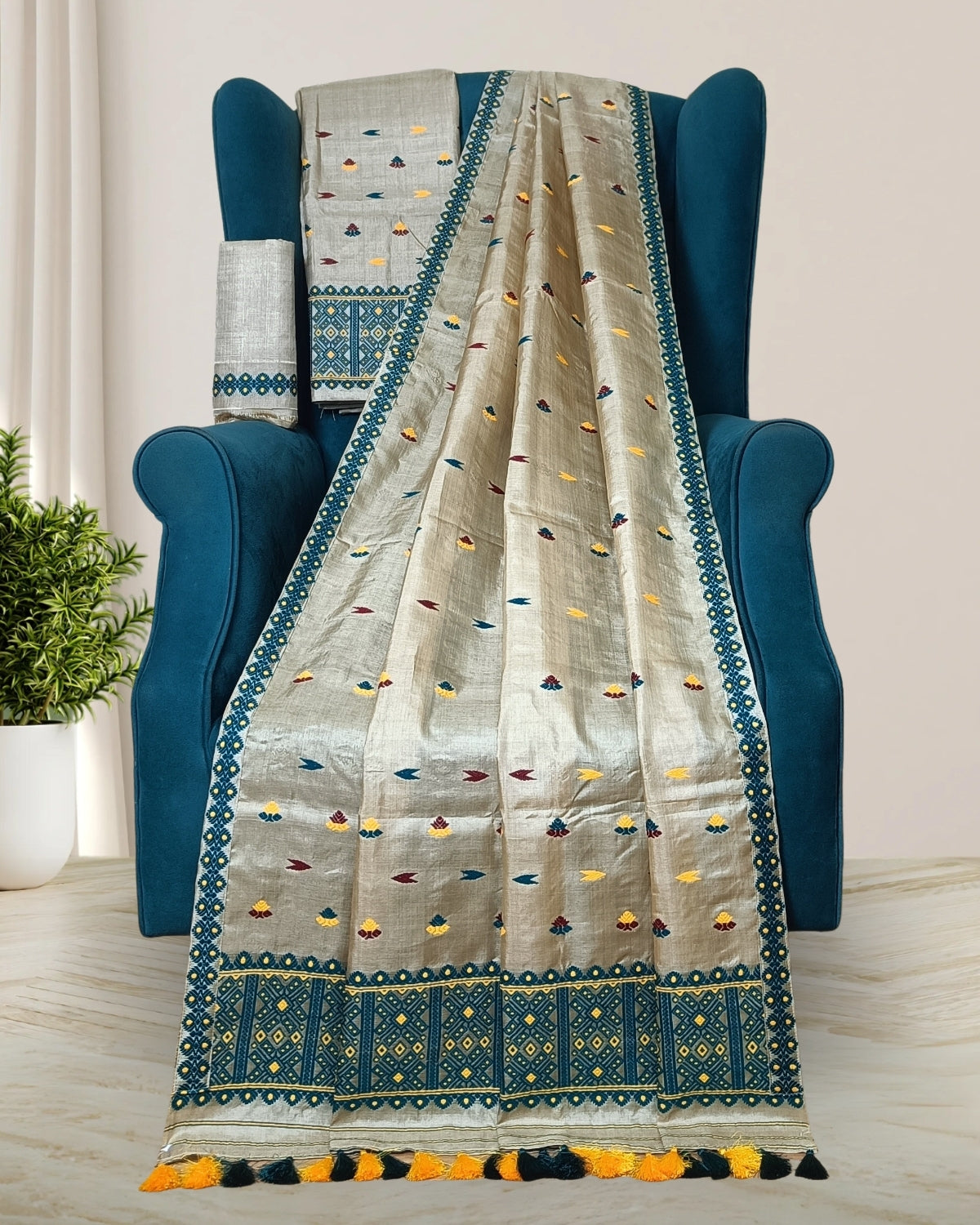 Tussar silk mekhela sador