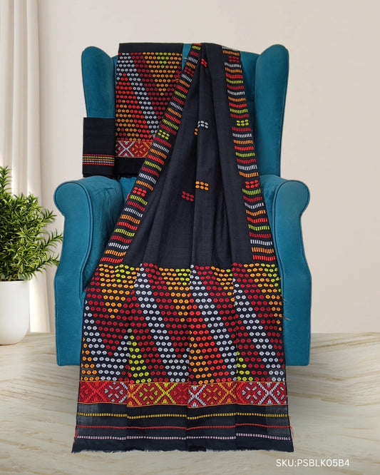 Black padmini cotton Mising mekhela chadar