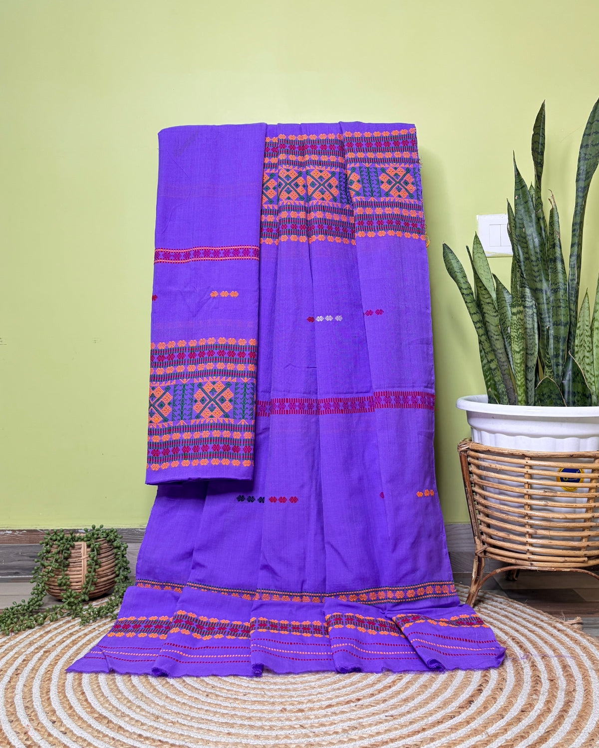 Gero design Mising mekhela sador - Purple